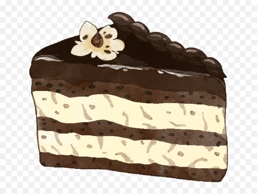 Watercolor Chocolatecake Chocolate Cake - Chocolate Cake Emoji,Chocolate Cake Emoji