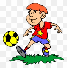 Comic Boy Playing Football Vector Image - Clip Art Of Sport Emoji,Soccer Goal Emoji