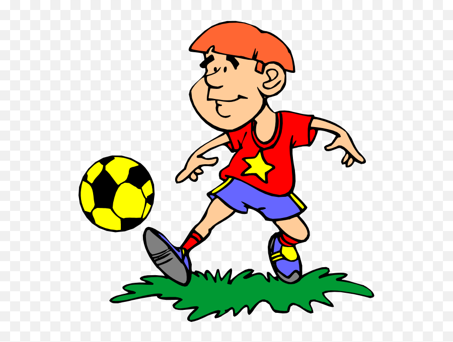 Comic Boy Playing Football Vector Image - Clip Art Of Sport Emoji,Soccer Goal Emoji