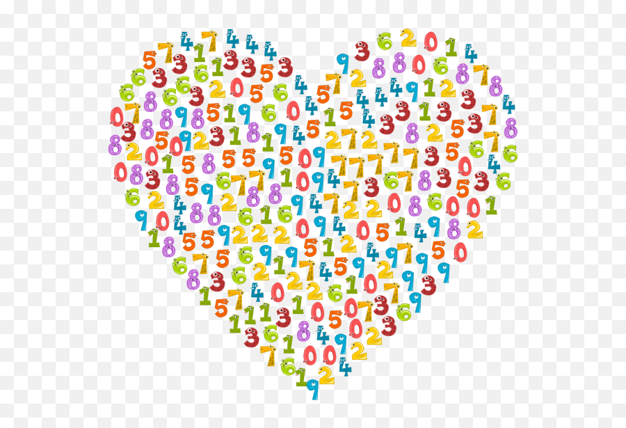 Colorful Animal Numbers In A Heart - Math Kids Emoji,Old Man Heart Old Lady Emoji