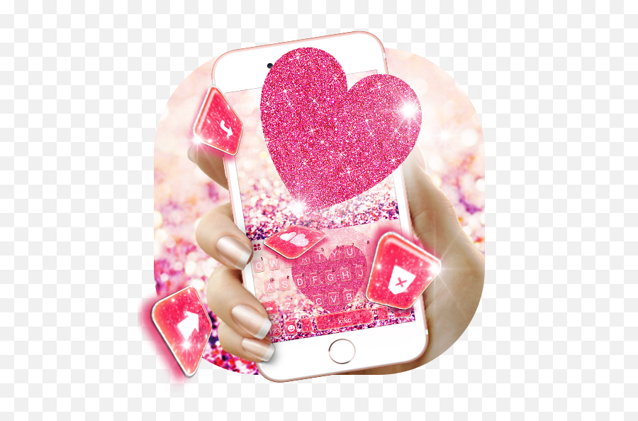Pink Heart Glitter Keyboard Theme - Heart Emoji,Heart Sparkle Emoji