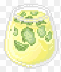 Lemon Lemonade Mojito Green Yellow - Transparent Kawaii Pixel Drink Emoji