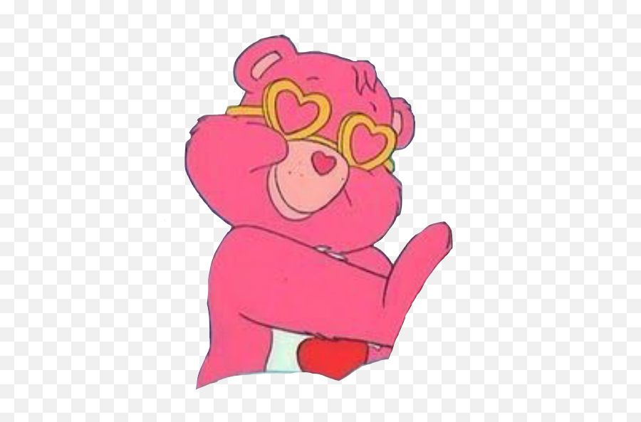 Heart Pink Bear Pinkbear Heartglasses - Pink Care Bear Aesthetic Emoji,Care Bear Emoji