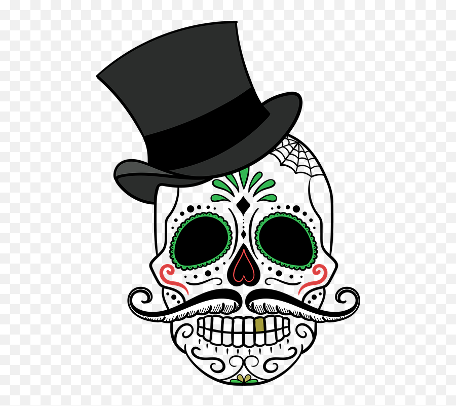 The Dead Skull Cartoon Clipart - Day Of The Dead Skulls With Hats Emoji,Dead Skull Emoji