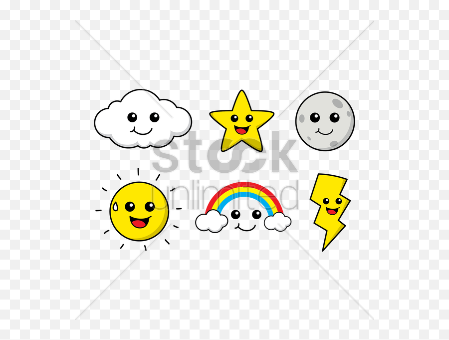 Set Of Weather Vector Image - Smiley Emoji,Weather Emoticon