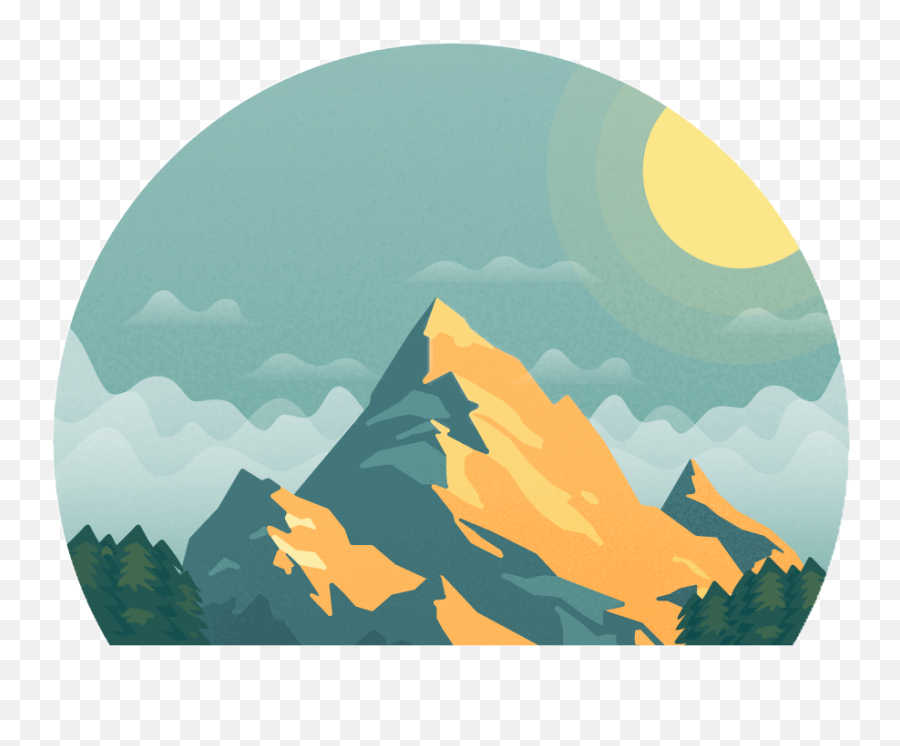 Mountain Mountains Tree Sunshine Vector - Mountain Sunrise Png Emoji,Emoji Mountain