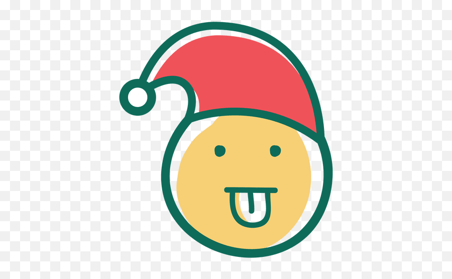 Tongue Out Santa Claus Hat Face Emoticon 38 - Transparent Illustration Emoji,Goofy Face Emoji