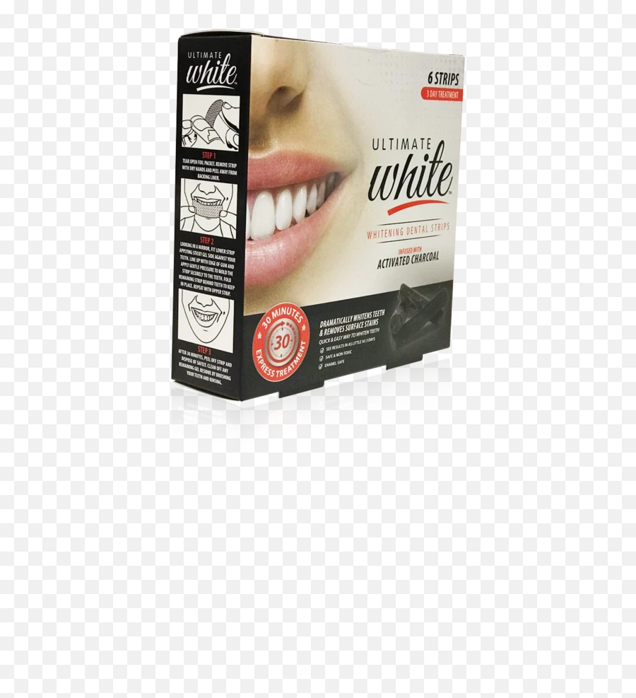 Ultimate White Whitening Dental Strips Infused With Activated Charcoal 3 Day Treatment - 6 Strips Natillas Emoji,Fang Emoji