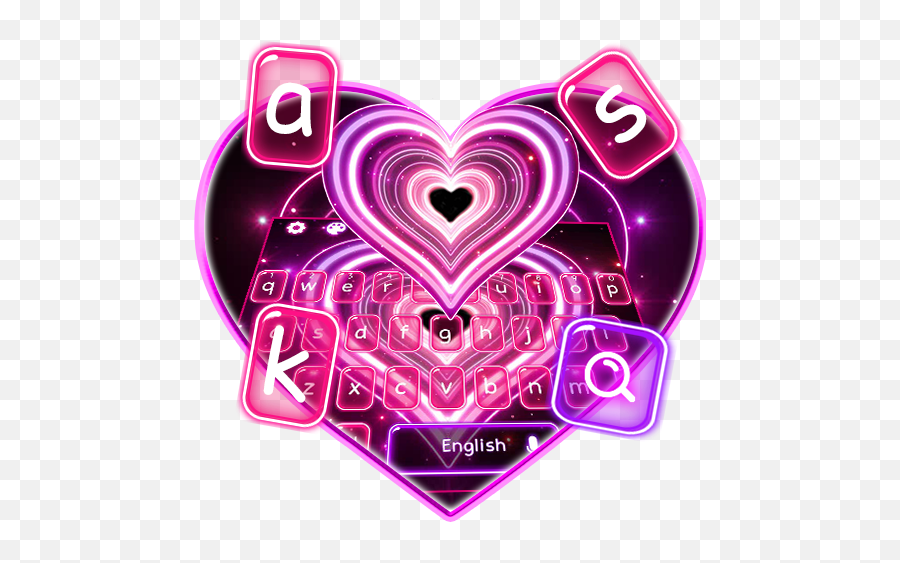 Live Neon Red Heart Keyboard Theme - Heart Emoji,1000 Heart Emojis