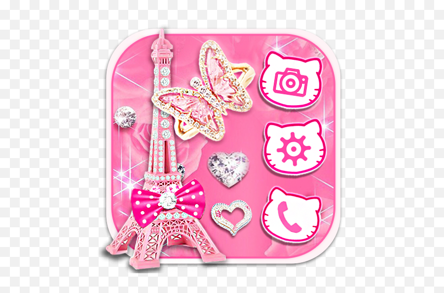Pink Eiffel Tower Launcher Theme Live Hd Wallpaper - Heart Emoji,Pink Hearts Emoji On Snapchat
