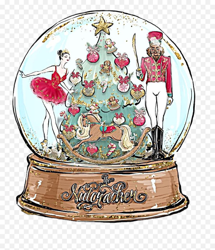 Watercolor Snowglobe Nutcracker Ballet - Christmas Ballet Clipart Emoji,Nutcracker Emoji