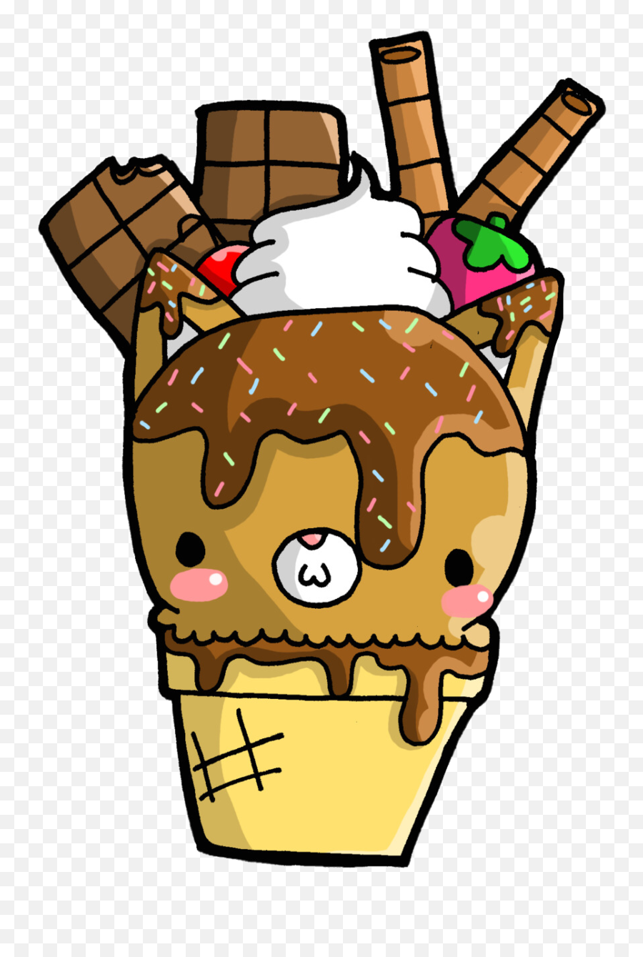 Cute Cartoon Ice Cream Clipart - Clip Art Cute Cartoon Ice Cream Emoji,Ice Cream Sundae Emoji
