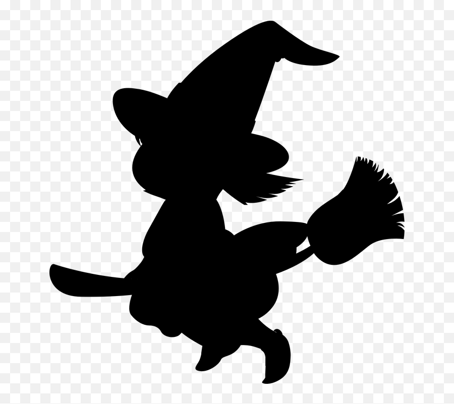 Girl Witch Halloween - Cute Witch Silhouette Emoji,Fairy Tail Emoji