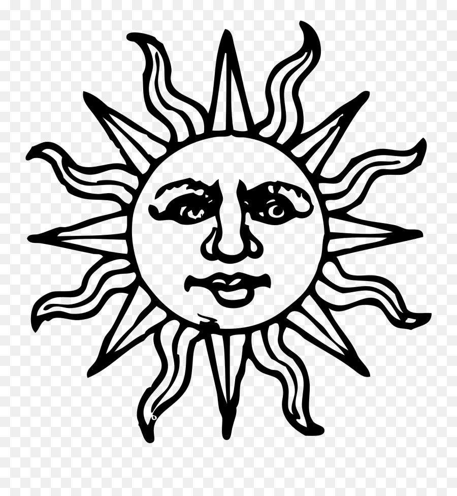 Sun With Face Clipart - Clipart Half Sun Black And White Emoji,Sun With Face Emoji