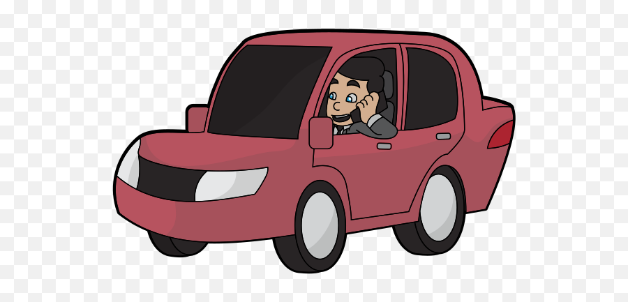 Cartoon Man Uses His Phone While - Driving With Phone Cartoon Emoji,Car Man Ticket Emoji
