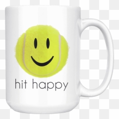 Hit Happy Tennis Large Coffee 15 Oz Mug - Smiley Emoji,Tennis Emoticon