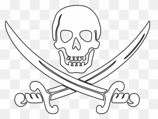 Pirate Skull Outline Sword Swords - Emoji