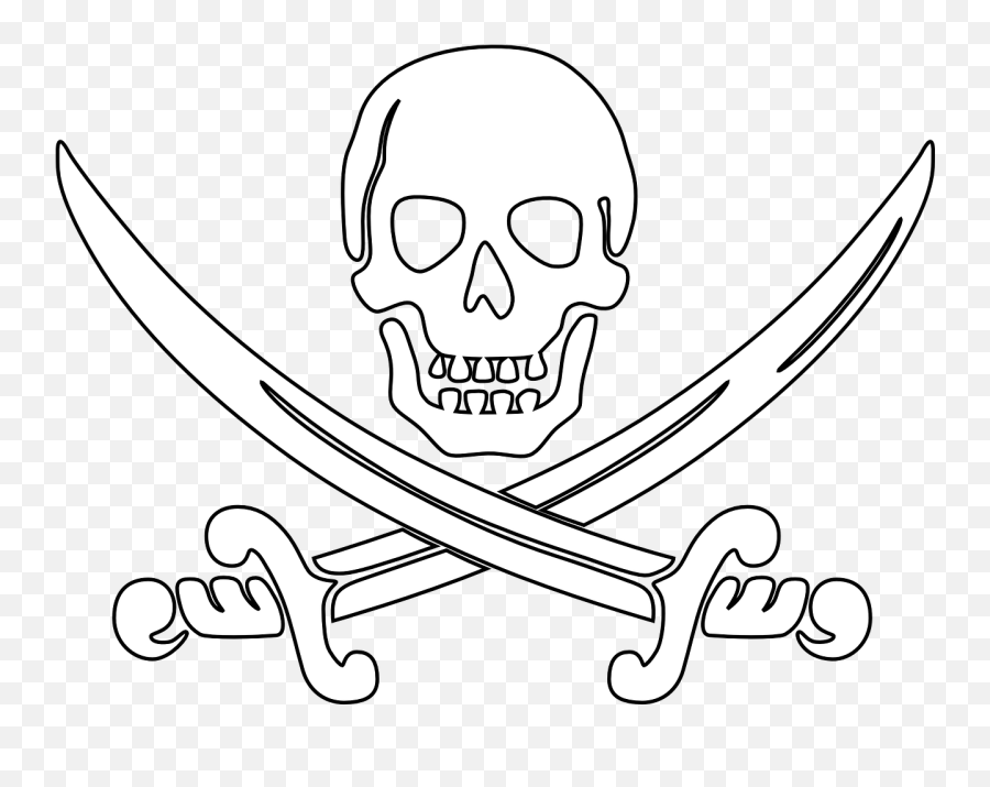 Pirate Skull Outline Sword Swords - Pirate Skull Outline Emoji,Crossed Sword Emoji
