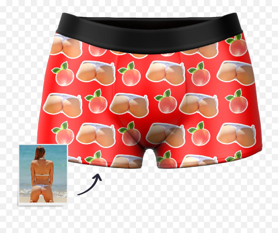 Custom Peach Photo Face Boxer Shorts - Underpants Emoji,Peach Emoji Shorts