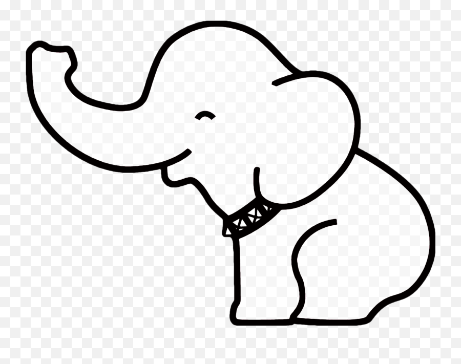 Download Baby Elephant Outline Free Download Png Clipart Png - Black And White Cute Elephant Clipart Emoji,Elephant Emoticon