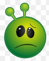 Smiley Green Alien Disappointed Clipart - Clip Art Emoji,Huff Emoji