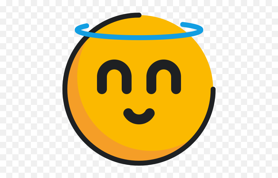 Emoticon Face Halo Smiling Icon - Happy Emoji,Emoji With Halo