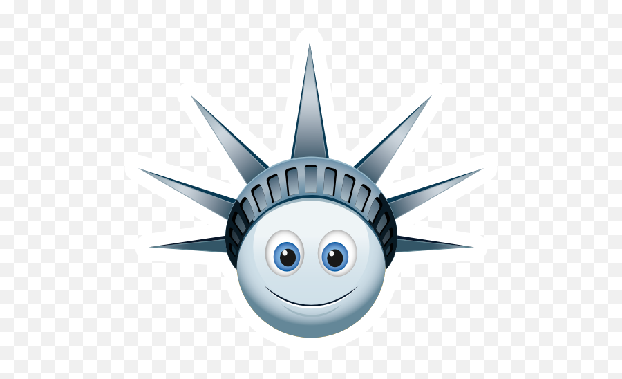 Cute Blue Lady Liberty Emoji Sticker - Statue Of Liberty Crown,Skull And Bones Emoji