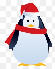 Santa Christmas Cute Penguin Animal - Character Clipart Emoji