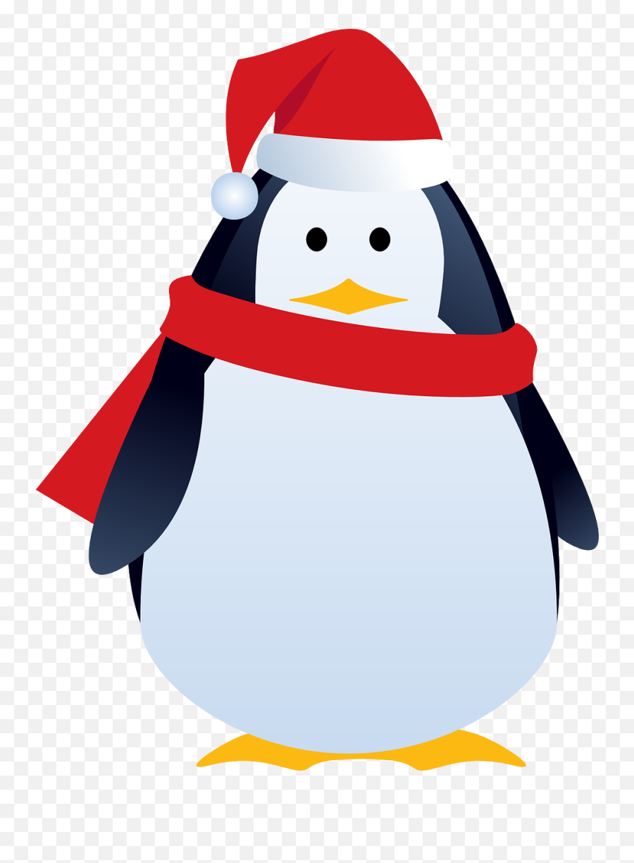 Santa Christmas Cute Penguin Animal - Christmas Character Clipart Emoji,Christmas Gift Emoji