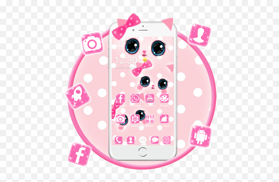 Cute Kawaii Pink Bow Cat Theme U2013 Google Play - Clip Art Emoji,Oktoberfest Emojis
