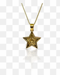 10k Yellow Gold Baguette Star Pendant 1 - Locket Emoji,Chain Emoji