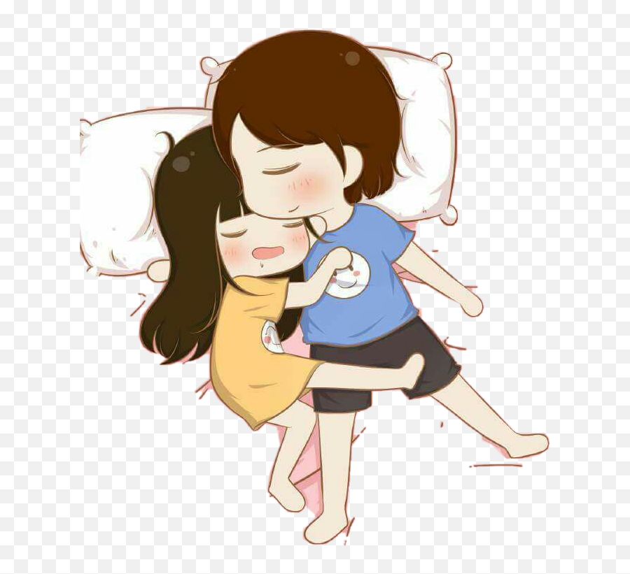 Cuddle Love Sleep Sticker - Holding Hands Sleeping Cartoon Emoji,Cuddle Emoji