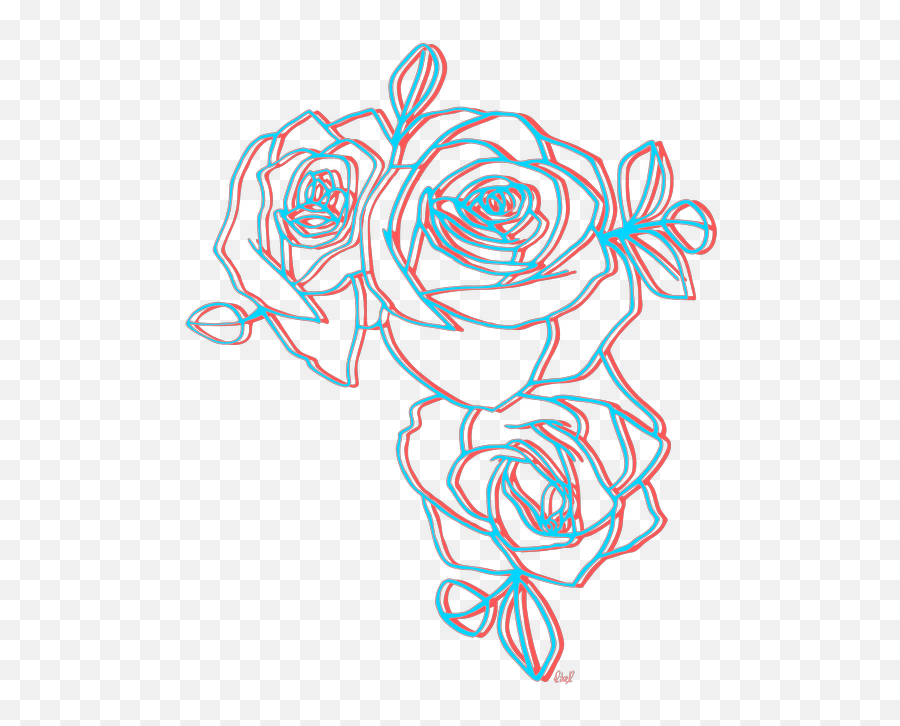 Tumblr Png Retro Rose Glitch Yes I Sticker By Munloit - Red And Blue 3d Drawing Emoji,Dead Flower Emoji