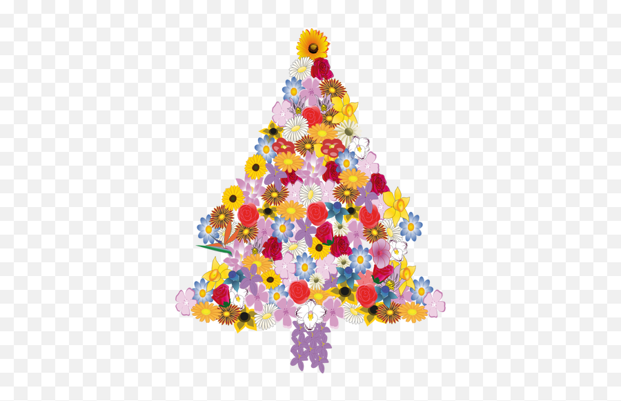 Vector Illustration Of Flower Christmas - Christmas Tree Emoji,Emoji Christmas Decorations