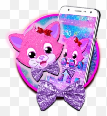 Glitter Kitty Bowknot 2d - Mobile Phone Emoji,Hello Kitty Emoji For Android