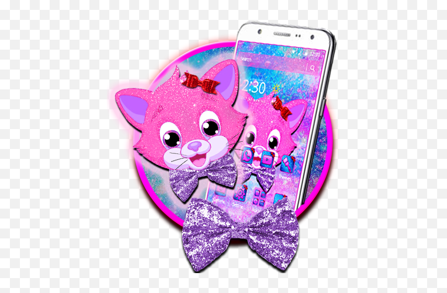 Glitter Kitty Bowknot 2d - Mobile Phone Emoji,Hello Kitty Emoji For Android