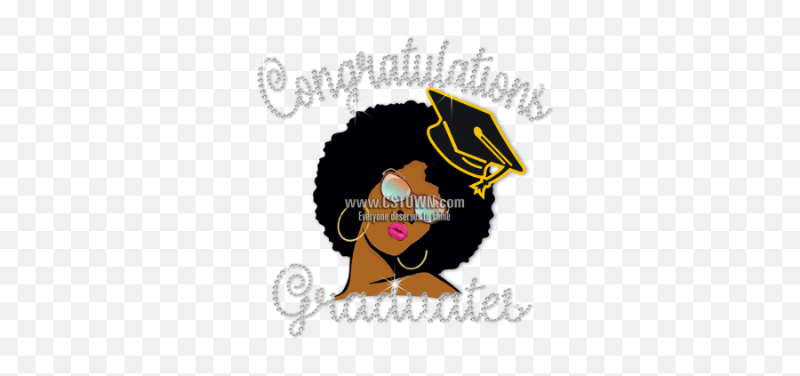 Stock Afro Girl Graduate Diamante Design - Cstown Black Girl Graduate Cartoon Emoji,Graduate Emoji