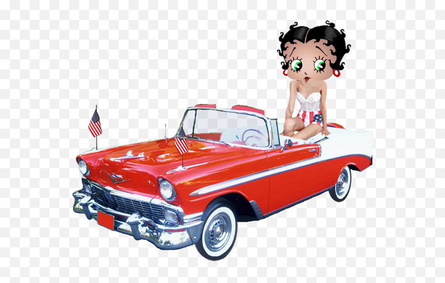 Betty Boop - 1956 Chevrolet Bel Air Betty Cartoon Betty Betty Boop Old Car Emoji,Porsche Emoji