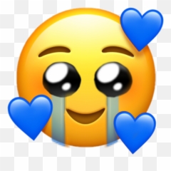 Emoji Blue Hearts Cute Cry Sticker By Emoji Bitch - Emoji Aesthetic,Blue Emoticon