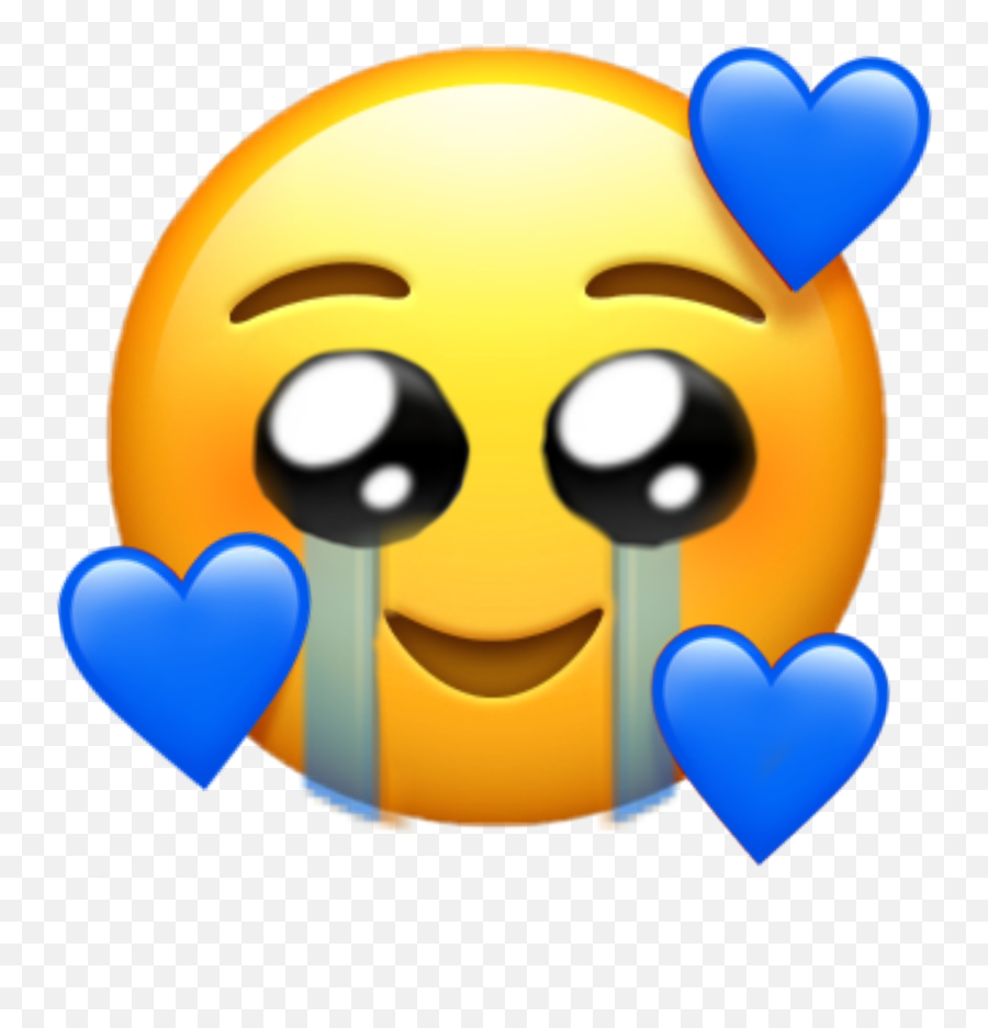 Emoji Blue Hearts Cute Cry Sticker By Emoji Bitch - Emoji Aesthetic,Blue Emoticon