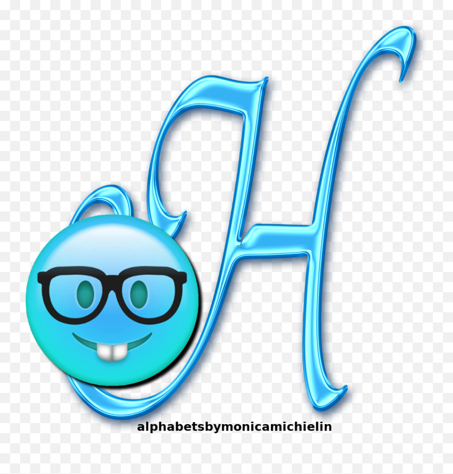 Monica Michielin Alfabetos Light Blue Smile Emoticon Emoji - Emoji Icon Transparent Background,Emoticon H