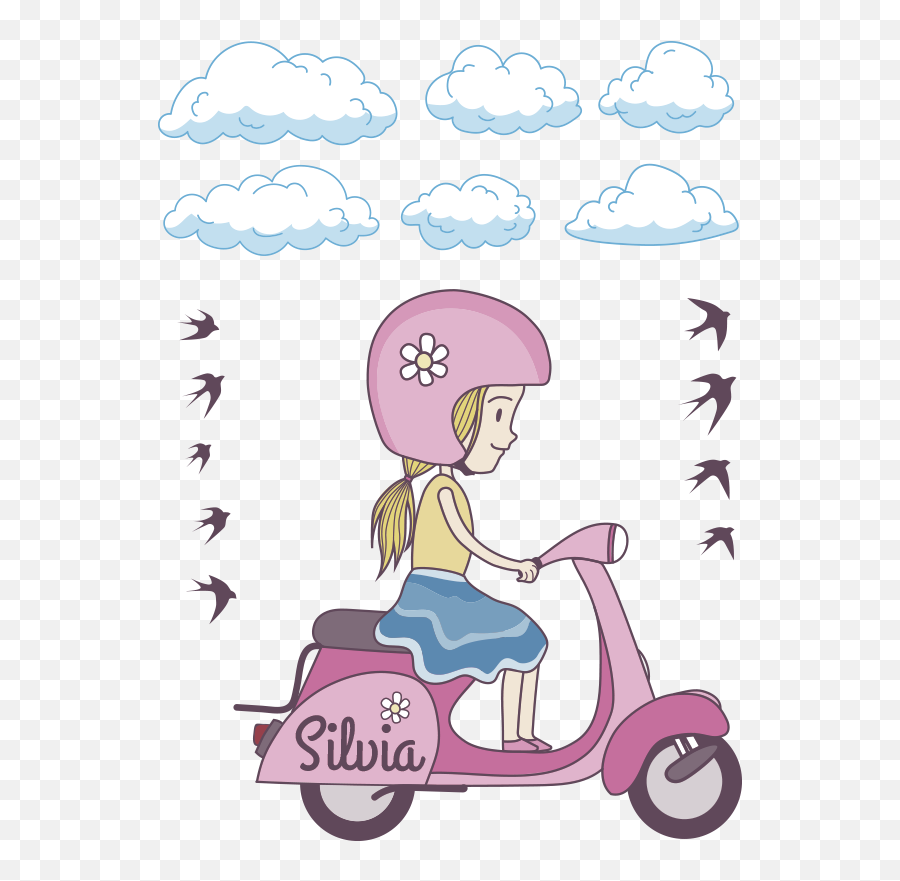 Kids Personalised Girl - Dibujos De Motos Para Niñas Emoji,Scooter Emoji