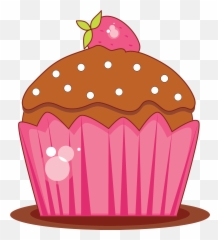 Cupcake Clipart With Face - Transparent Background Emoji