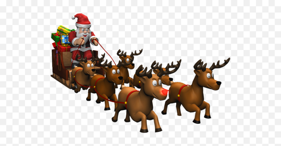 Santa Sleigh Reindeer Christmas - Santa Sleigh Gif Transparent Background Emoji,Sleigh Emoji