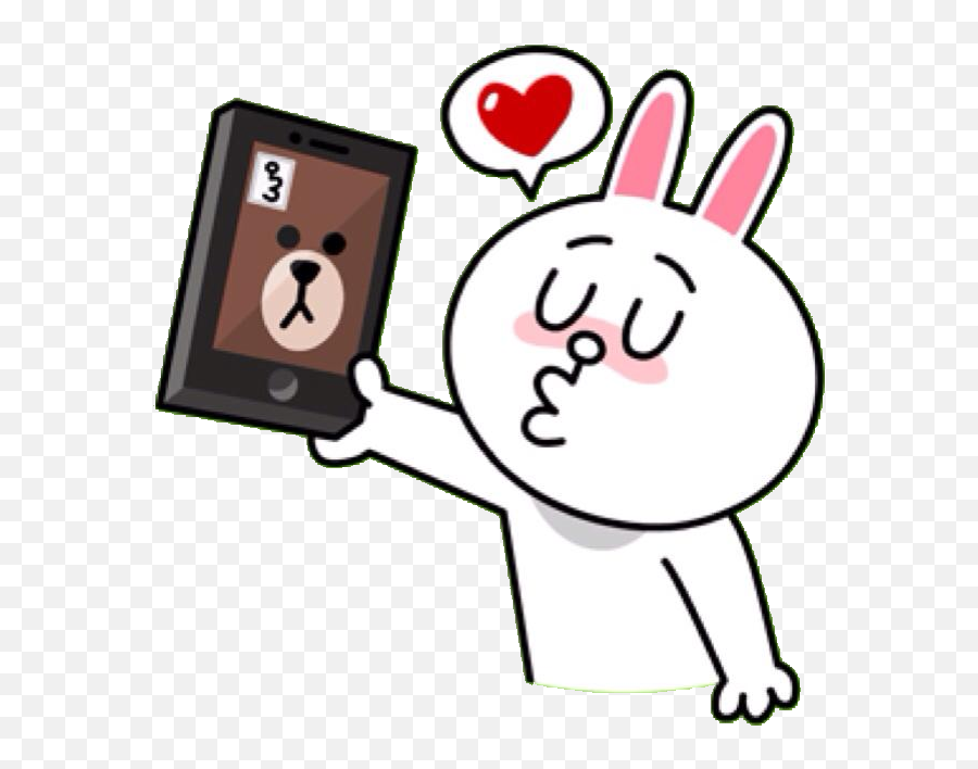 Cony Sends Brown A Flying Kiss Via Line - Cony And Brown Video Emoji,Flying Emoticon