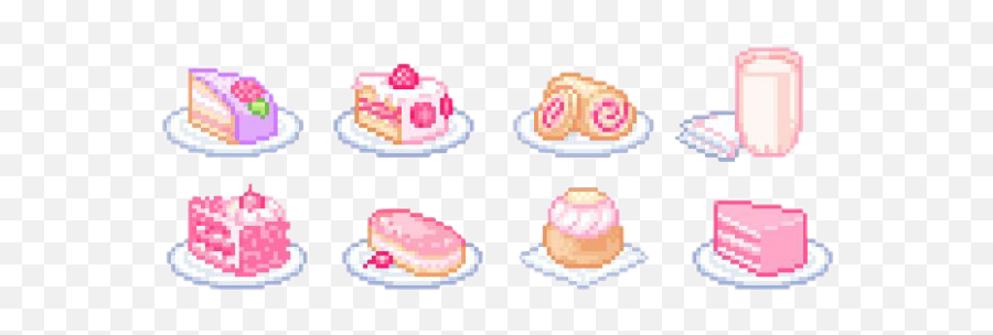Cakes Cute Shortcakes Strawberries - Pixel Art Pastel Emoji,Cute Emoji Cakes