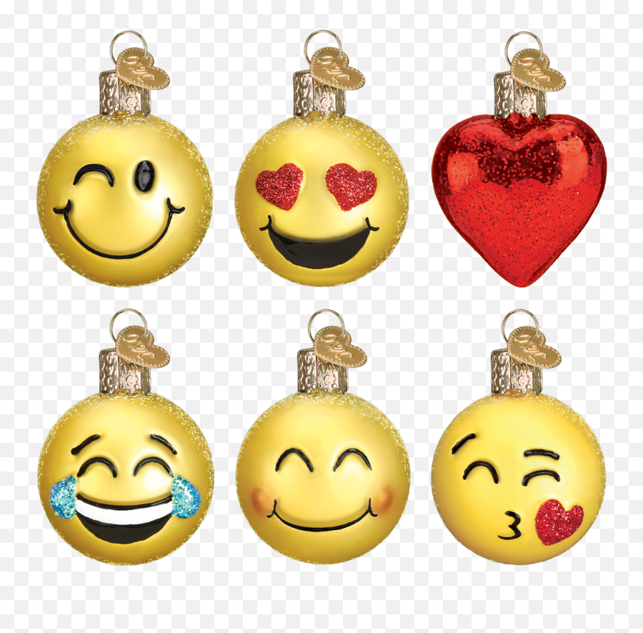 Old World Christmas Mini Emoji Set Of Ornaments - Emoji Ornament,Construction Emoji