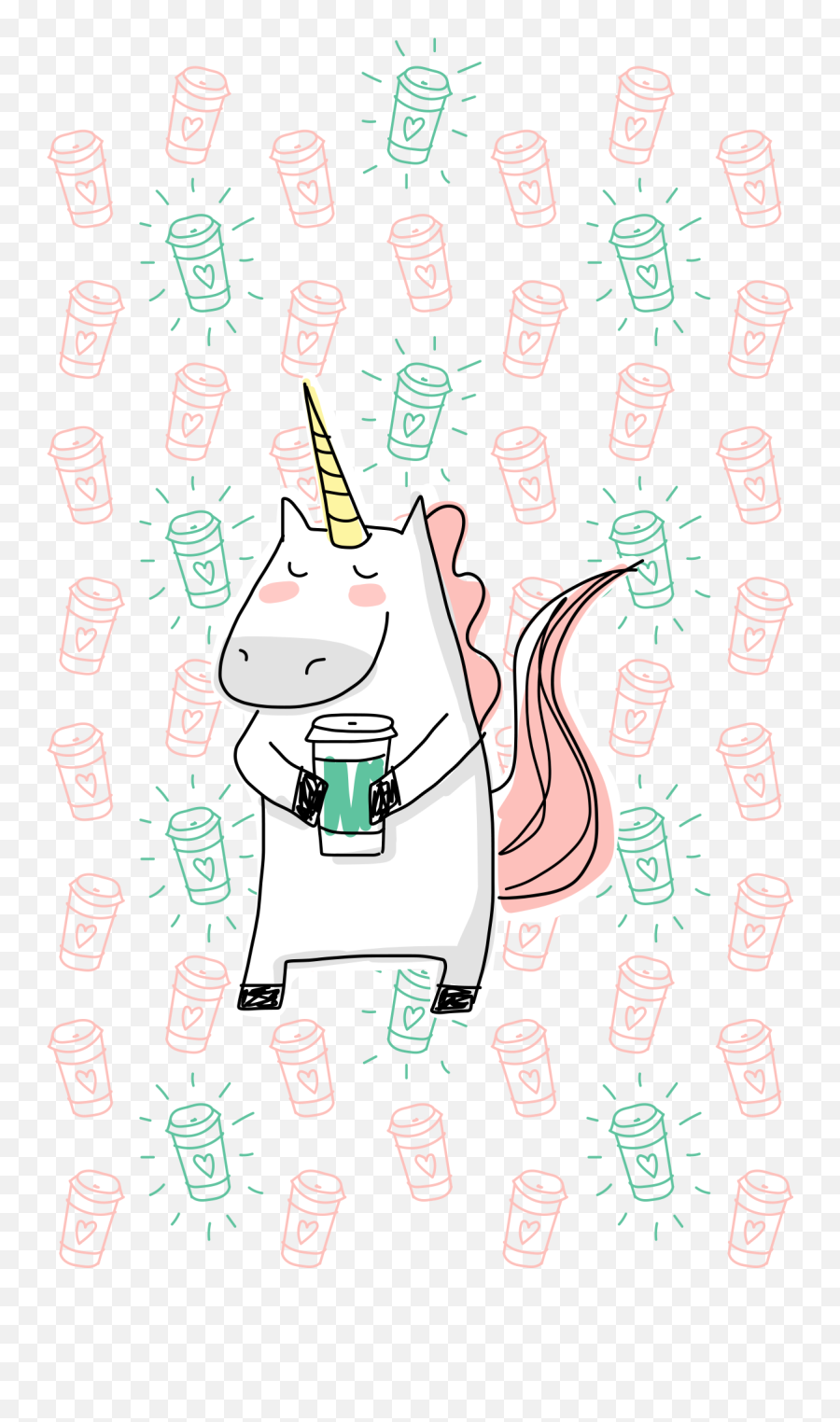 Unicorn Holding A Coffee Cup - Cartoon Emoji,Unicorn Wallpaper Emoji