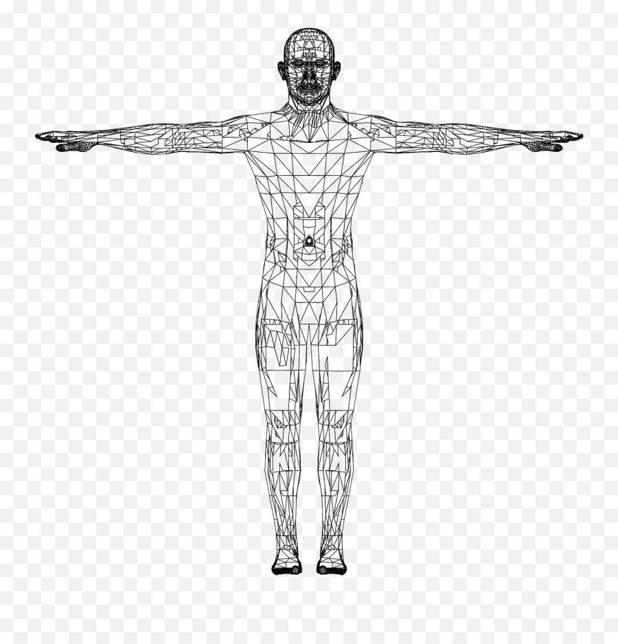 Man Wireframe Low Poly Polygons - Wireframe Human Body Png Emoji,Man Boy Ghost Emoji