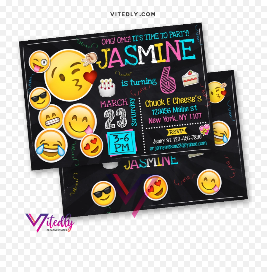 Emoji Birthday Invitation With Free - Smiley,Sparty Emoji